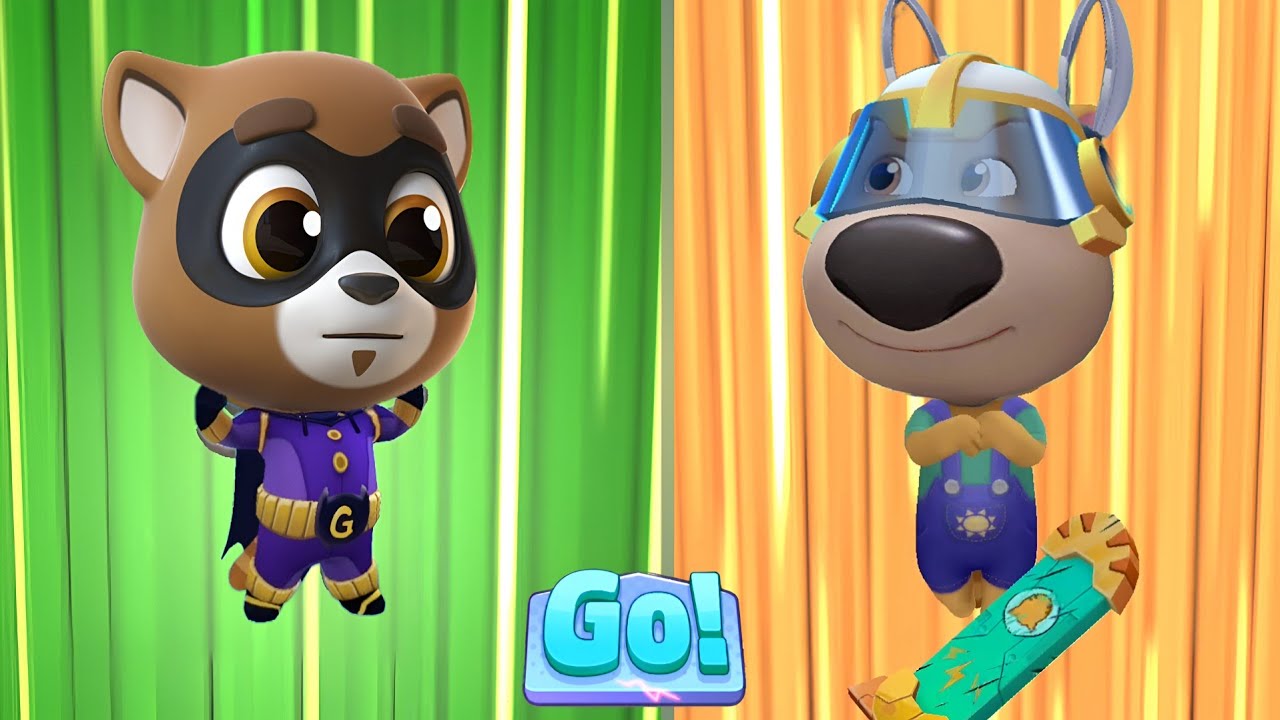 Talking Tom Hero Dash All Raccoon Bosses LOCK Every Crystal in Cages! Heroes Battle for Outfits!
