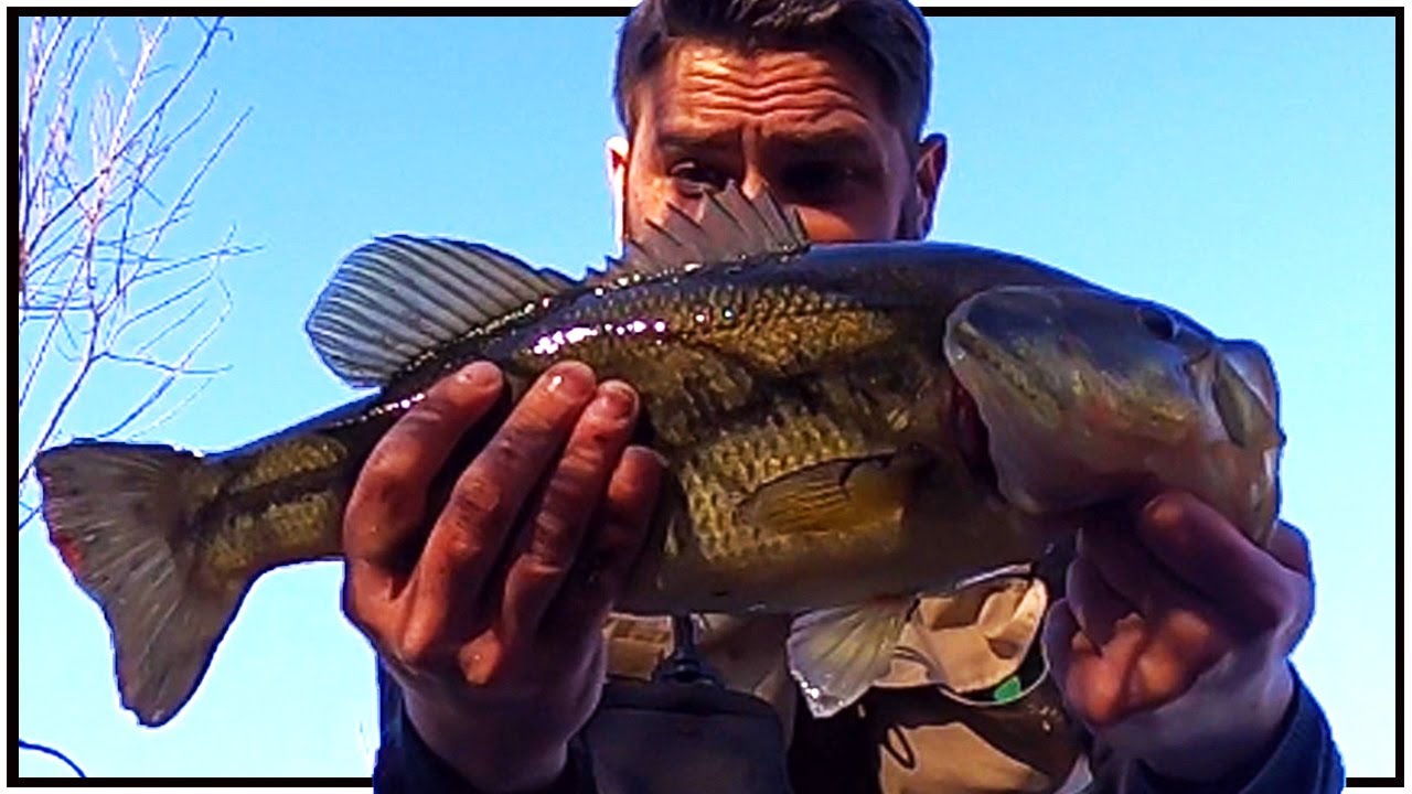 We go WINTER FISHING for BASS and CATCH Some Nice Largemouth Pond