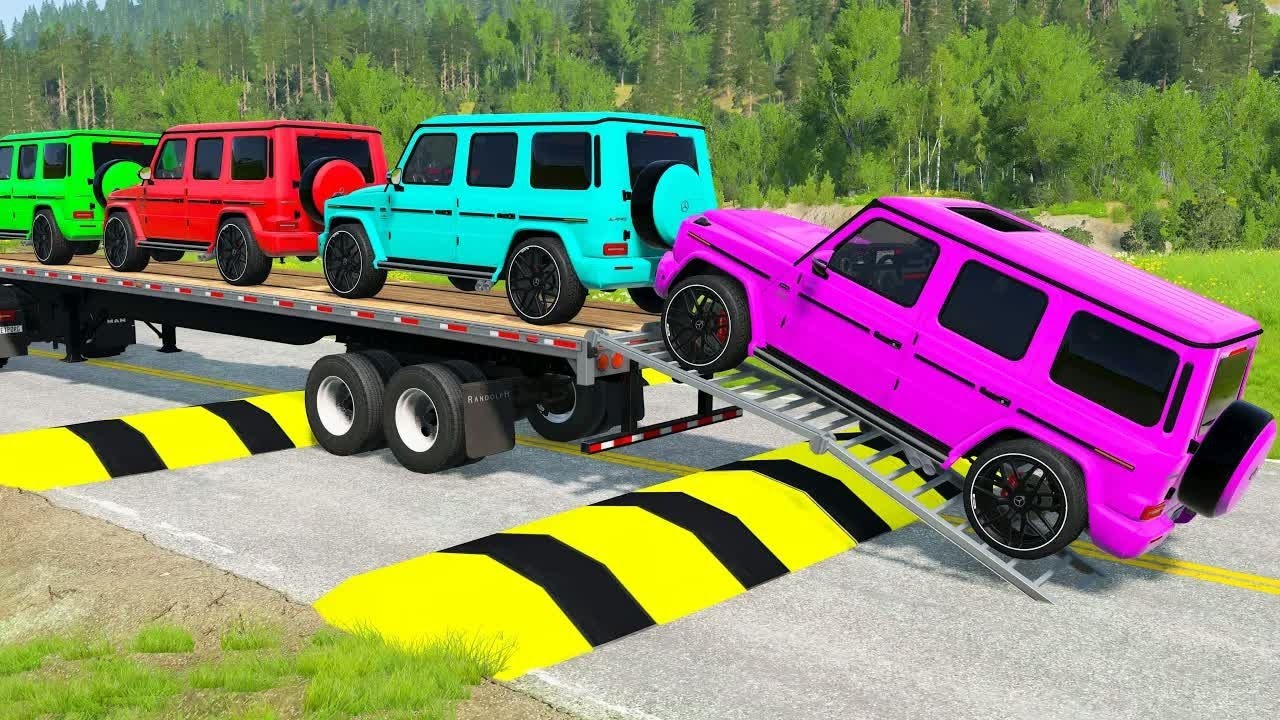 Flatbed Truck McQueen | Transportation with Truck - Pothole vs Car #23| BeamNG.Drive Gameplay