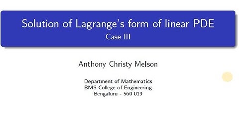 M2, Unit 3, L5: Solution of Lagrange