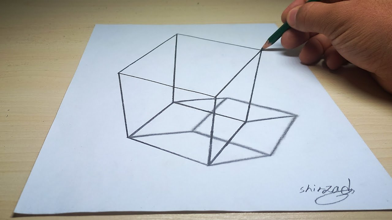 How to draw 3d cube drawing on paper | easy drawing - YouTube