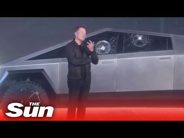 Elon Musk's epic Cybertruck 'bulletproof' window smash fail class=