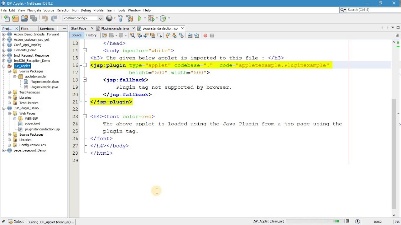 JSP Action tag (plugin and fallback) with Practical - YouTube