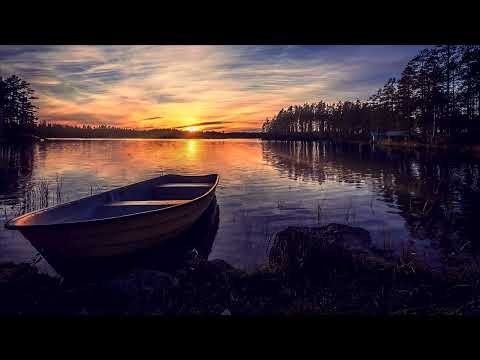 FREE NO COPYRIGHT FULL HD SUNSET LAKE BOAT SUNRAYS SKY CLOUDS PEACEFUL BACKGROUND SCREENSAVER