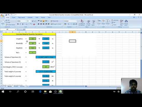 How to Calculate Material Quantity for RCC Specimen By Using Excel ...