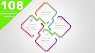 four step square outline custom shape infographic in powerpoint explained step by step/free template