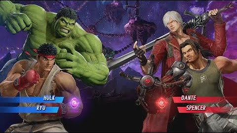Hulk and RYU vs Dante and Spencer - MARVEL VS. CAPCOM: INFINITE