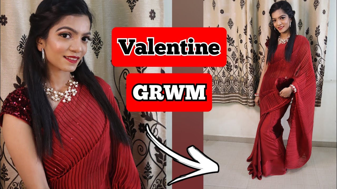 Classic Matte Valentine's Day Makeup Tutorial||Bold RED LIP & Red saree