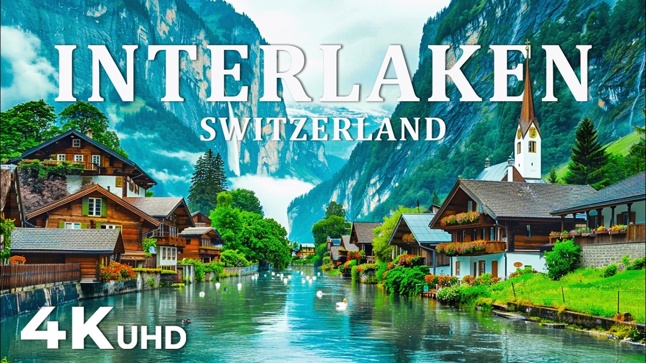 Interlaken 4K | Heart of the Swiss Alps – Turquoise Lakes, Jungfrau Peaks & Scenic Villages