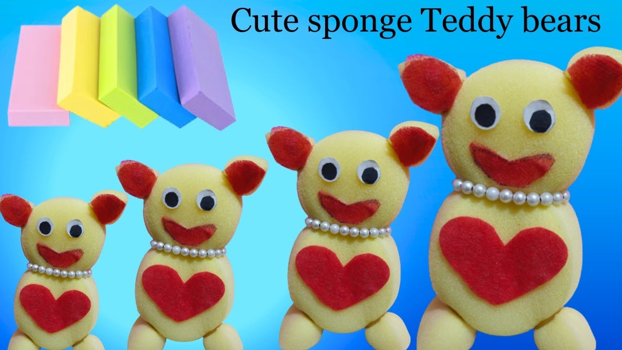 Simple Teddy Bear Making Sponge DollNMcreativecrafts YouTube