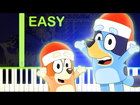 BLUEY THEME (Christmas Version) - EASY Piano Tutorial