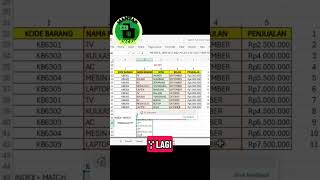 Bagian39:Rumus INDEX+MATCH #excel #exceltips #exceltutorial #tutorial #excelpemula #shorts #ytshorts
