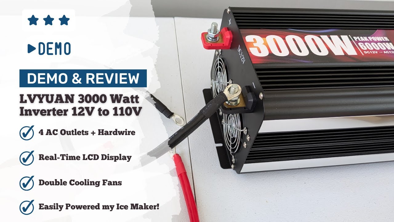 Demo and Review - LVYUAN 3000 Watt Inverter 12V to 110V - YouTube