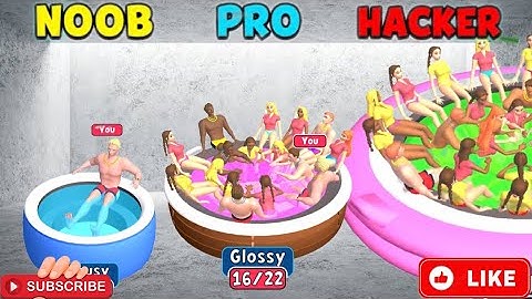 NOOB vs PRO vs HACKER In Hottub Run #hottubrun #games #memes