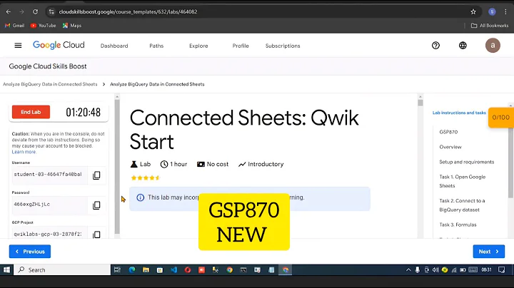 Connected Sheets: Qwik Start #GSP870 short solution || #gcp #googlecloudarcade #cloudcomputing