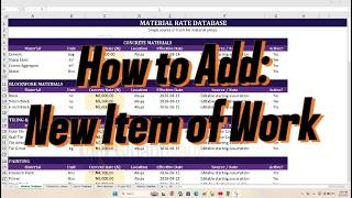 Details How to Add New Item of Work to the QS Cost Intelligence Toolkit Update