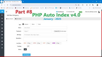 Auto Index Script v4.0 {2025} How to Add Category Page in Google SEO Meta Part #8 | PHP Version 7.4