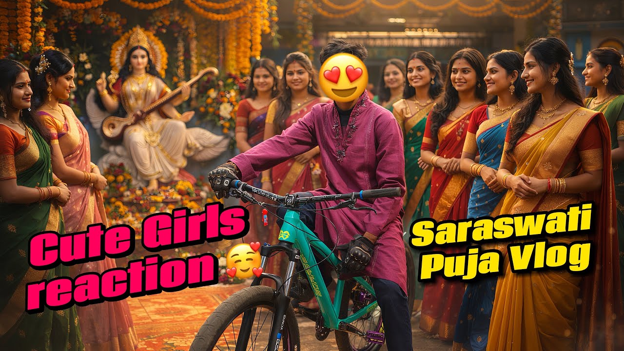 Saraswati Puja Ride Vlog 🚴‍♂️✂️ School Memories, Cute Reactions & Single Rider Life 😂