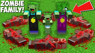 Why my FAMILY BECAME A ZOMBIE FAMILY AND KILLED ALL THE VILLAGERS in Minecraft ? NEW ZOMBIE !