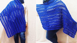 كروشيه شال بطريقه سهله /شال كروشيه مستطيل / Crochet shawl