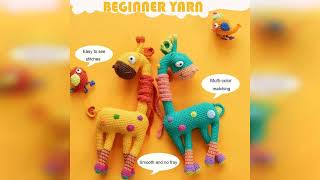 Overview: Beginner Easy Yarn Kit for Knitting,Crocheting; Worsted Weight Medium #4; Cotton Blend...