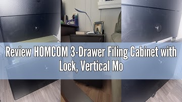 Review HOMCOM 3-Drawer Filing Cabinet with Lock, Vertical Mobile File Cabinet with Hanging Bar for A
