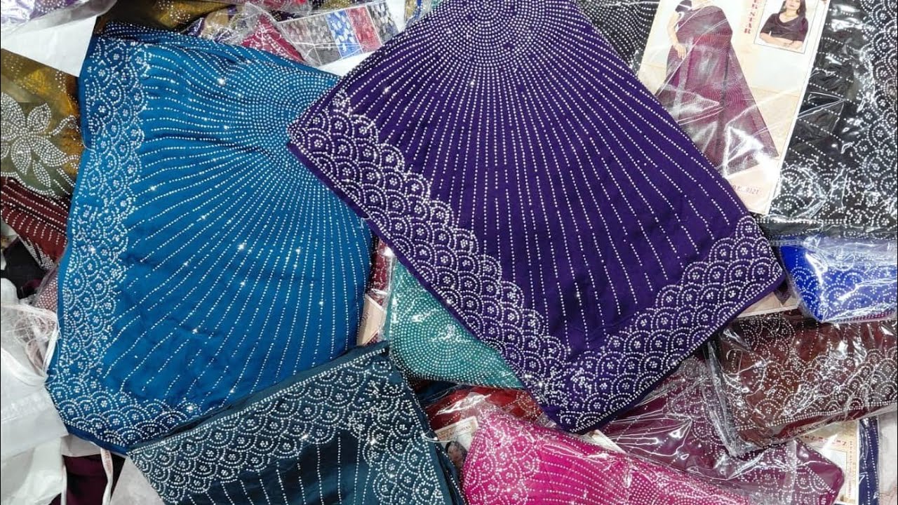 Rs .200 👌ramzan stone saree 💥wholesale price space silk replica in sowcarpet 