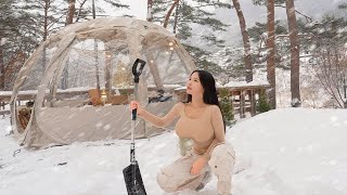 Young Girl Asmrt Camping & Outdoor Cooking In Forest .