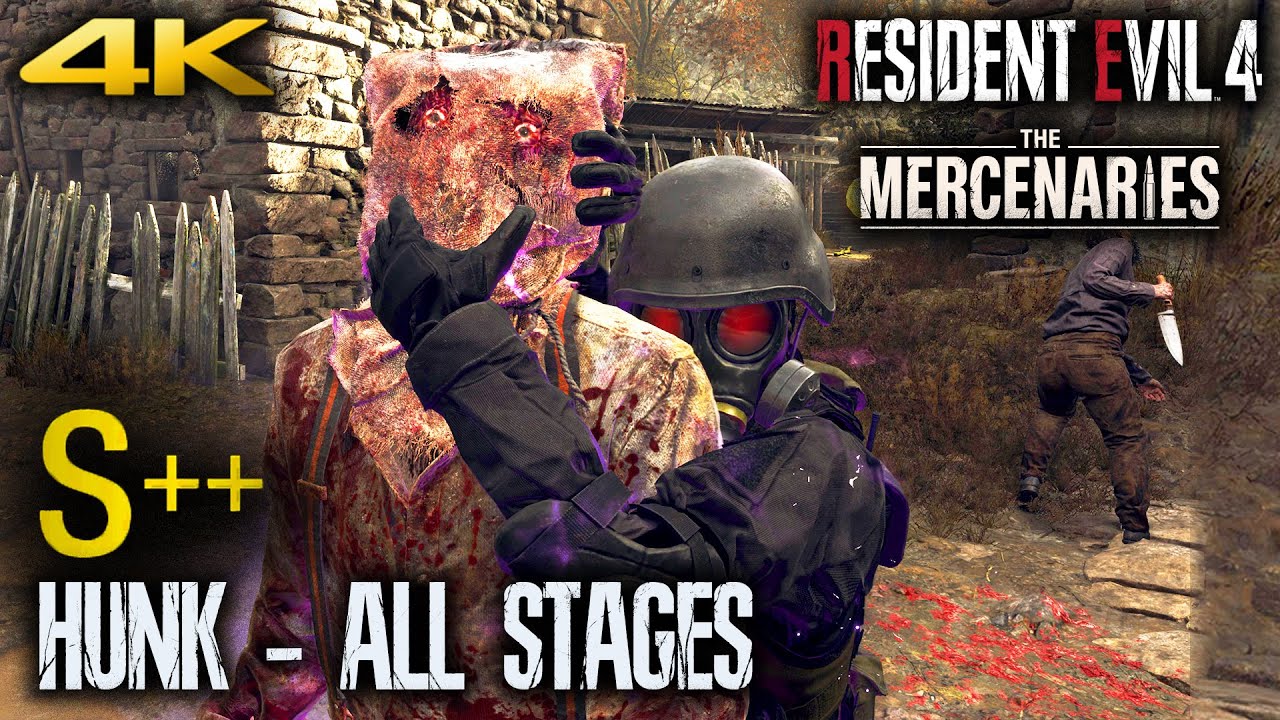 RESIDENT EVIL 4 REMAKE - HUNK Mercenaries Gameplay S++ Rank (ALL STAGES) 4K 60FPS (PS5)