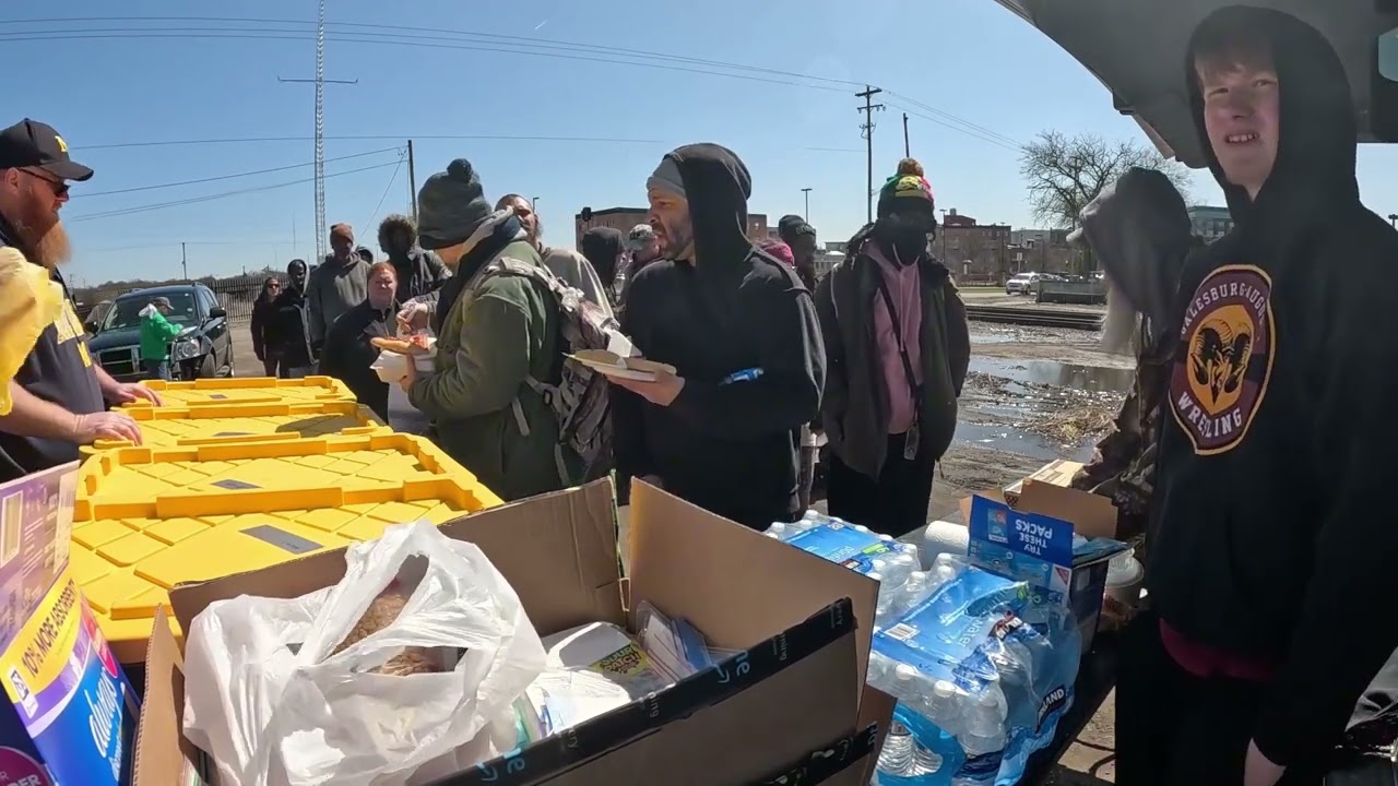 Truly amazing day. Helped and fed over 100 homeless folks today in downtown Kalamazoo. #homeless