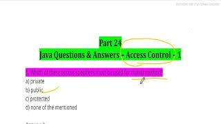 Access Control Part1 Java Language MCQ for Interview Placement Exam