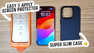 SLIM Case for iPhone 15 Pro + Easy-to-Apply Screen Protector