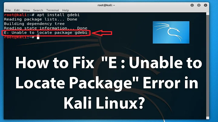 How to Fix  E : "Unable to Locate Package" Error in Kali Linux - 2019?