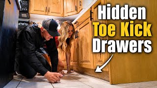 We Made Hidden Toe Kick Drawers On A Budget!