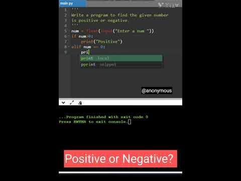 Positive Or Negative?| Python Script | Find a given number is positive ...