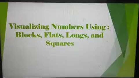 Visualizing Numbers (Using Blocks,Flats,Longs and Squares)