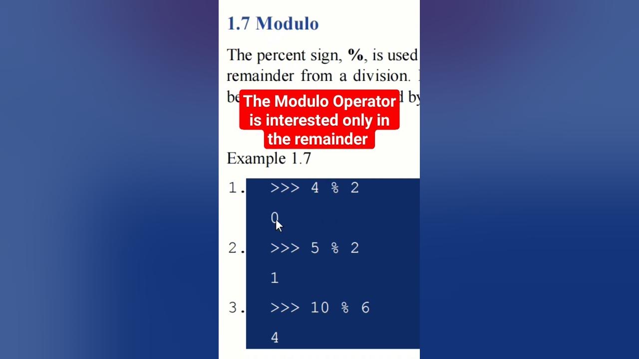 The python modulo operator #python #arithmeticoperators #arithmetic # ...