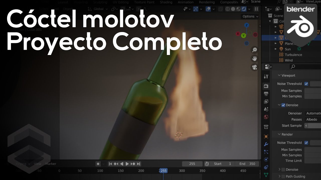 Cocktail Molotov (Proyecto Completo) en Blender (3.3) - Tutorial Blender