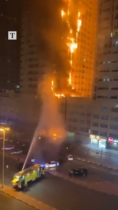 Huge fire engulfs high-rise apartment in the United Arab Emirates