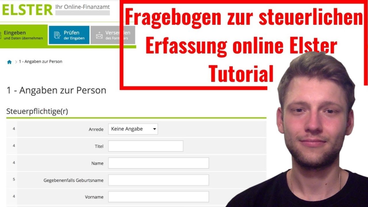 Fragebogen zur steuerlichen Erfassung online Elster