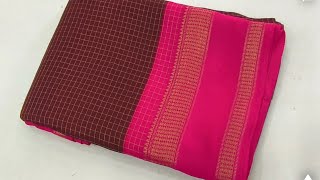 New Arrival Sindoori Checks Pure Viscose Georgette Sarees Collection 18426