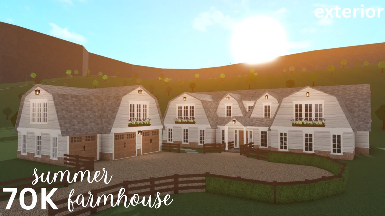70K Summer Farmhouse │ EXTERIOR ONLY │ Bloxburg Speedbuild