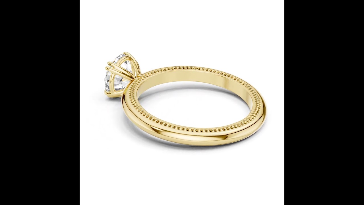 Vintage Inspired Round Brilliant Milgrain Solitaire Ring