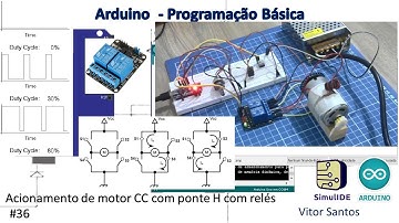 Saída PWM do Arduino e Motor CC (DC) com Transistor e Ponte H com Relé