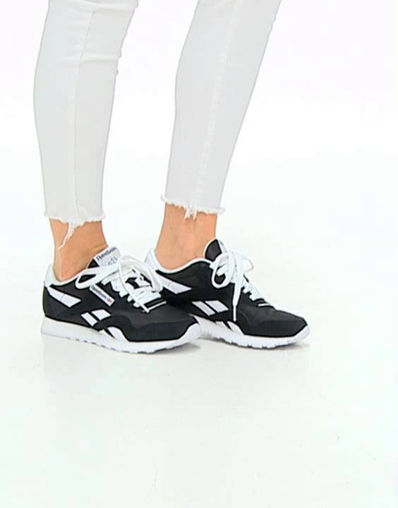 reebok cl nylon black white