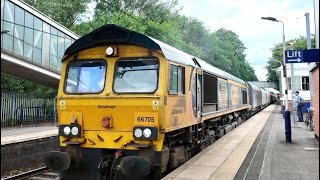 66 705 working the 6H58 1637 Hope St Peakstone P.Sdgs to Peak Forest Cemex Gbrf through Hazel Grove