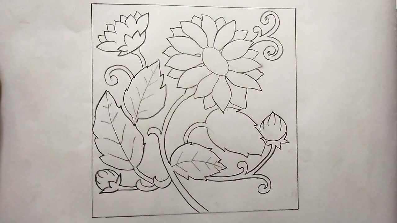 How to draw surajmukhi alekhan in square #easy and beautiful sunflower alekhan drawing art