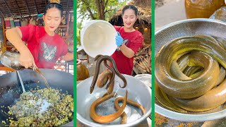 BIG EEL yummy cooking, EEL recipe in our village | Cooking with Sros