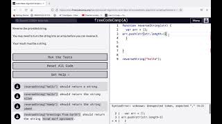 Watch me learn web dev.Javascript: Algorithm Scripting: Reverse a string