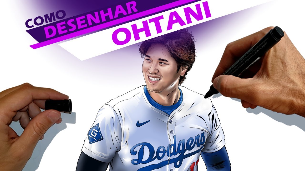 Shohei Ohtani, jogador do Los Angeles Dodgers - Como desenhar / How to draw